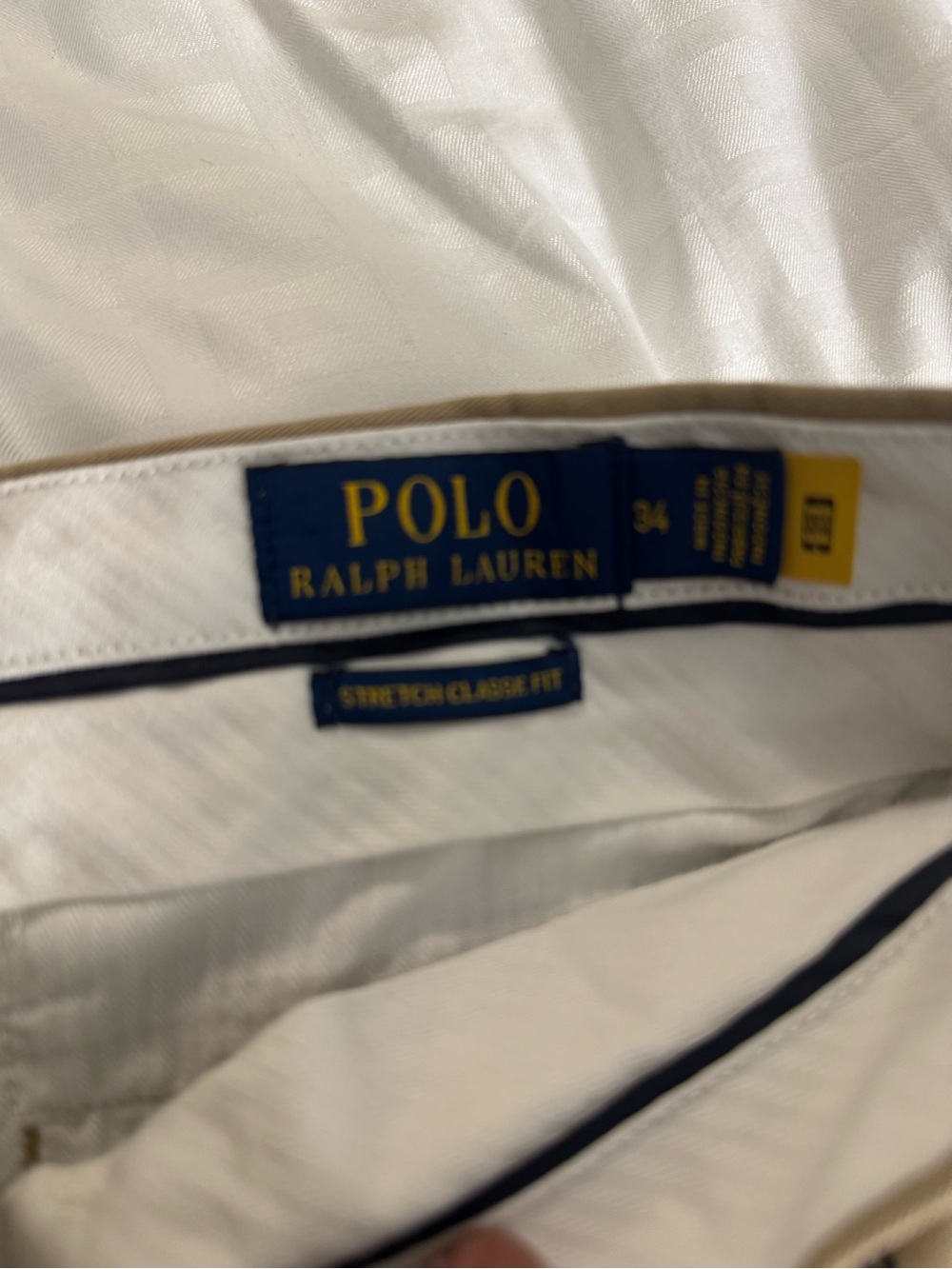 Polo by Ralph Lauren Tan Shorts with Navy Embroidered Polo Logos - Picture 2 of 3